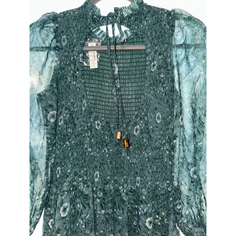 Madewell Lucie Woodland Flora Crinkle Georgette Tie Back Midi Dress Size XXS‎ - Picture 4 of 6